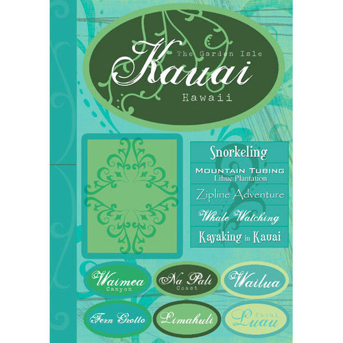 Scrapbook Customs - United States Collection - Hawaii - Cardstock Stickers - Kauai - Tropical