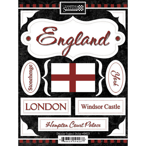 Scrapbook Customs - World Collection - England - Cardstock Stickers - Discover