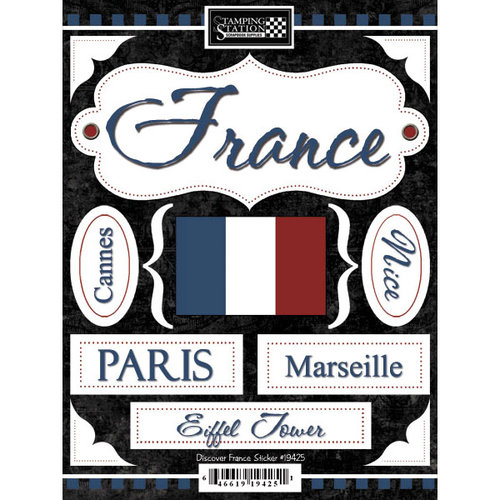 Scrapbook Customs - World Collection - France - Cardstock Stickers - Discover