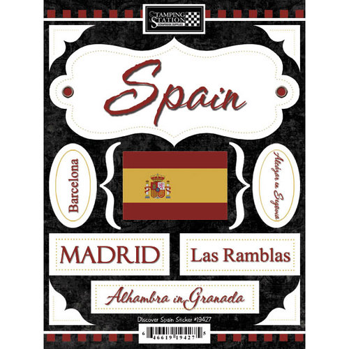 Scrapbook Customs - World Collection - Spain - Cardstock Stickers - Discover