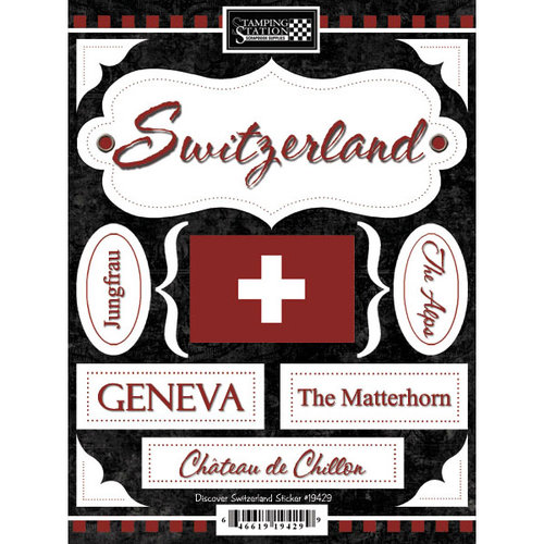 Scrapbook Customs - World Collection - Switzerland - Cardstock Stickers - Discover