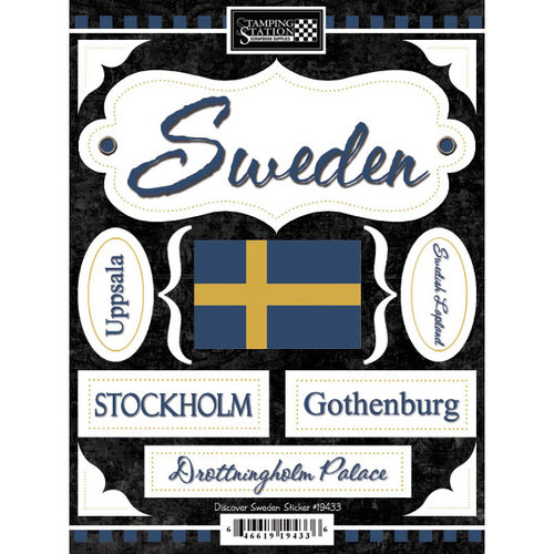 Scrapbook Customs - World Collection - Sweden - Cardstock Stickers - Discover