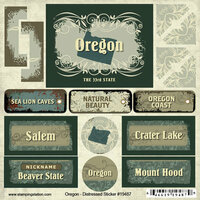 Scrapbook Customs - United States Collection - Oregon - Distressed Cardstock Stickers