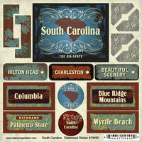 Scrapbook Customs - United States Collection - South Carolina - Distressed Cardstock Stickers