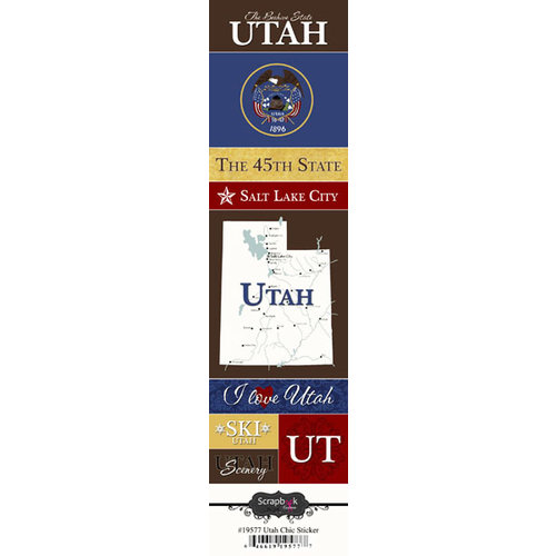 Scrapbook Customs - United States Collection - Utah - Cardstock Stickers - Chic