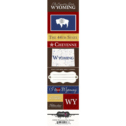 Scrapbook Customs - United States Collection - Wyoming - Cardstock Stickers - Chic