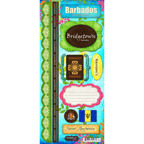 Scrapbook Customs - World Collection - Barbados - Cardstock Stickers - Paradise