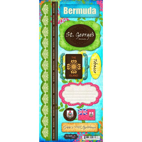 Scrapbook Customs - World Collection - Bermuda - Cardstock Stickers - Paradise