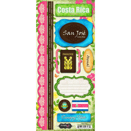 Scrapbook Customs - World Collection - Costa Rica - Cardstock Stickers - Paradise