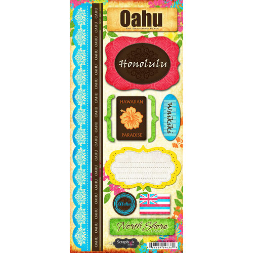 Scrapbook Customs - World Collection - USA - Hawaii - Cardstock Stickers - Oahu - Paradise