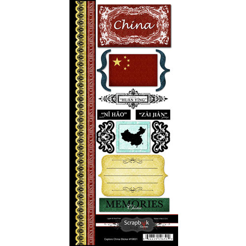 Scrapbook Customs - World Collection - China - Cardstock Stickers - Explore