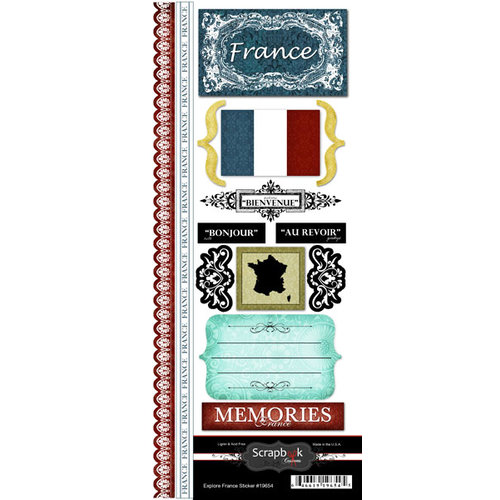 Scrapbook Customs - World Collection - France - Cardstock Stickers - Explore