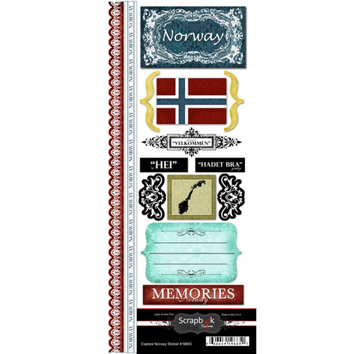 Scrapbook Customs - World Collection - Norway - Cardstock Stickers - Explore