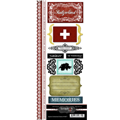 Scrapbook Customs - World Collection - Switzerland - Cardstock Stickers - Explore