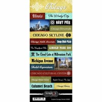 Scrapbook Customs - World Collection - USA - Cardstock Stickers - Explore - Chicago