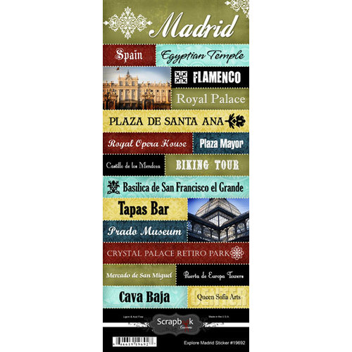 Scrapbook Customs - World Collection - Spain - Cardstock Stickers - Explore - Madrid