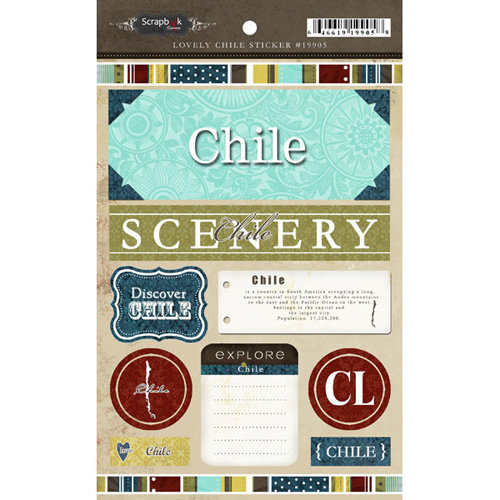 Scrapbook Customs - World Collection - Chile - Cardstock Stickers - Exploring