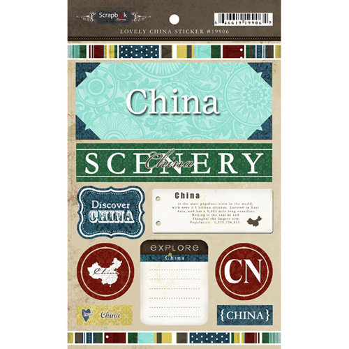 Scrapbook Customs - World Collection - China - Cardstock Stickers - Exploring