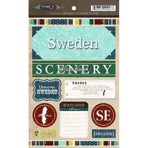 Scrapbook Customs - World Collection - Sweden - Cardstock Stickers - Exploring