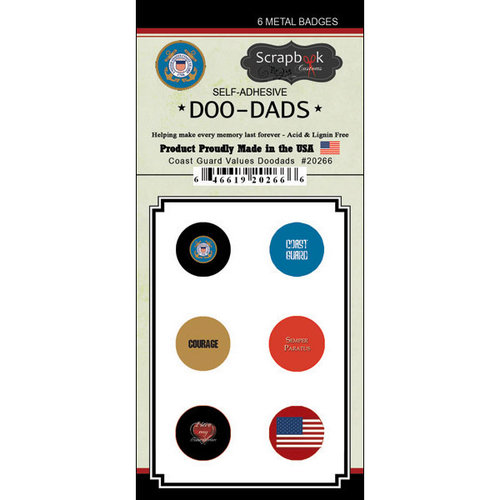 Scrapbook Customs - Military Collection - Doo Dads - Self Adhesive Metal Badges - Coast Guard Values