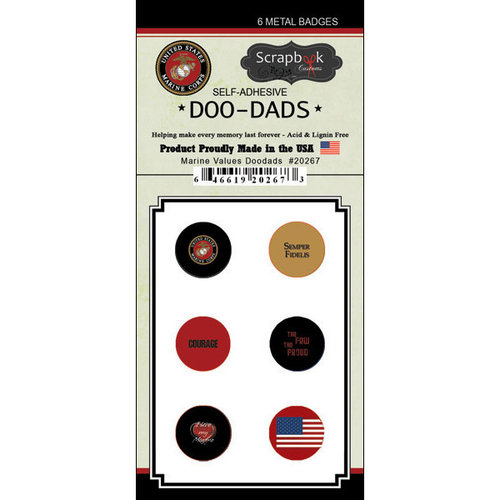 Scrapbook Customs - Military Collection - Doo Dads - Self Adhesive Metal Badges - Marine Values