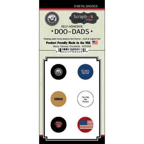Scrapbook Customs - Military Collection - Doo Dads - Self Adhesive Metal Badges - Navy Values