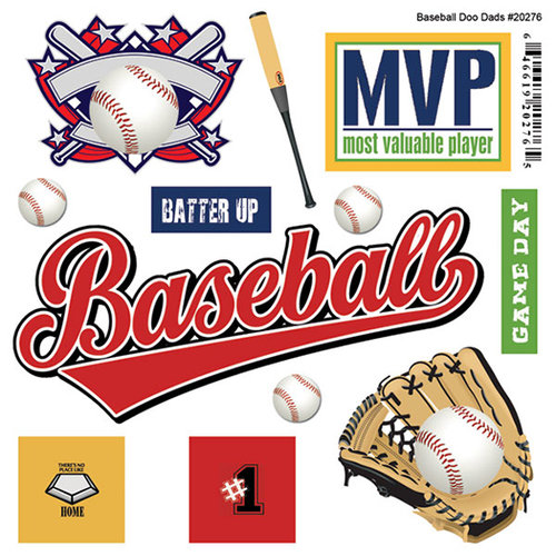 Scrapbook Customs - Sports Pride Collection - Doo Dads - Self Adhesive Metal Badges - Baseball