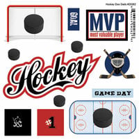 Scrapbook Customs - Sports Pride Collection - Doo Dads - Self Adhesive Metal Badges - Hockey