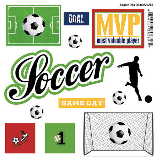 Scrapbook Customs - Sports Pride Collection - Doo Dads - Self Adhesive Metal Badges - Soccer