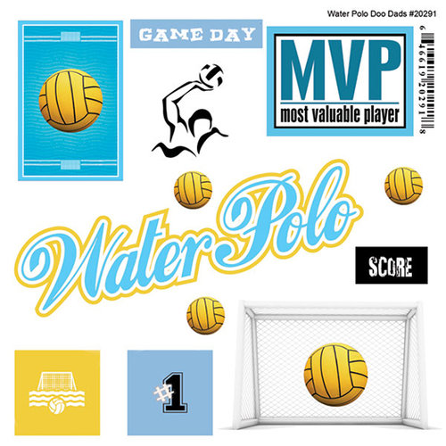 Scrapbook Customs - Sports Pride Collection - Doo Dads - Self Adhesive Metal Badges - Water Polo
