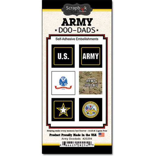 Scrapbook Customs - United States Military Collection - Self Adhesive Metal Badges - Army