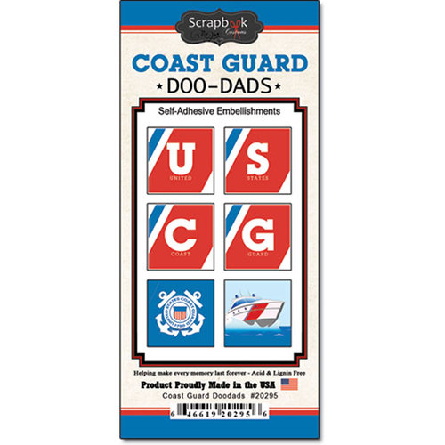 Scrapbook Customs - United States Military Collection - Self Adhesive Metal Badges - Coast Guard