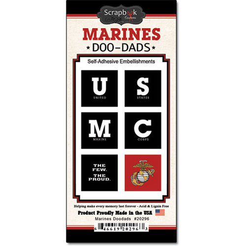 Scrapbook Customs - United States Military Collection - Self Adhesive Metal Badges - Marines