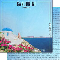 Scrapbook Customs - World Site Coordinates Collection - 12 x 12 Double Sided Paper - Greece - Santorini