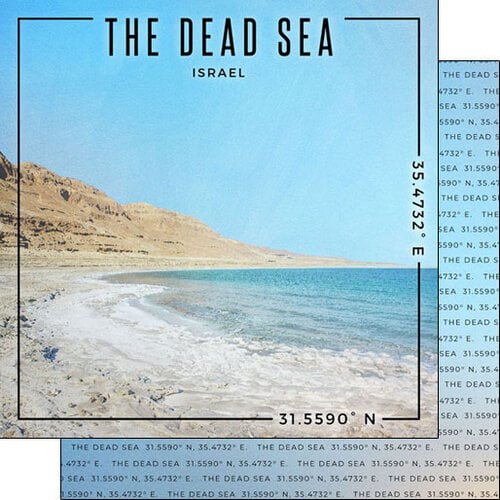 Scrapbook Customs - World Site Coordinates Collection - 12 x 12 Double Sided Paper - Israel - The Dead Sea