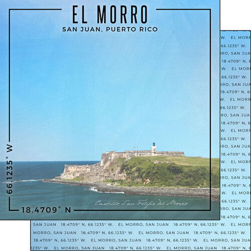 Scrapbook Customs - World Site Coordinates Collection - 12 x 12 Double Sided Paper - Puerto Rico - El Morro