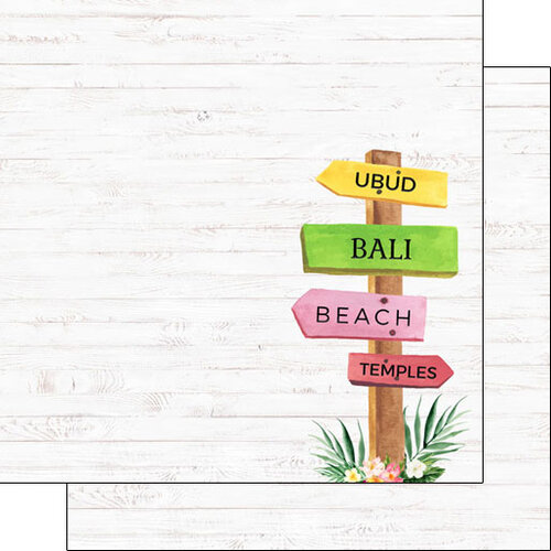 Scrapbook Customs - Vacay Collection - 12 x 12 Double Sided Paper - Bali Sign
