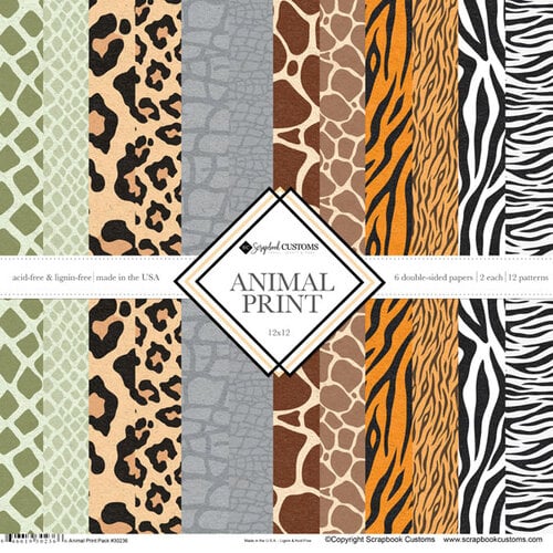 Scrapbook Customs - 12 x 12 Paper Pack - Animal Print