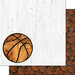 Scrapbook Customs - 12 x 12 Double Sided Paper - Basketball On White Wood