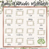 Scrapbook Customs - 12 x 12 Paper Pack - Baby Watercolor Milestones