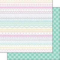 Scrapbook Customs - 12 x 12 Double Sided Paper - Sewing Stitches