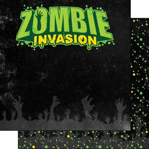 Scrapbook Customs - Halloween - 12 x 12 Double Sided Paper - Zombie Invasion