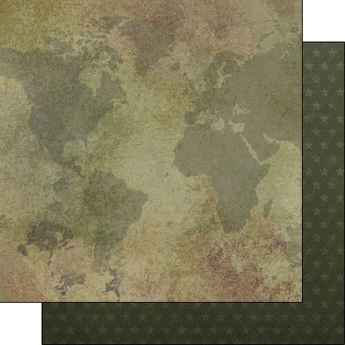 Scrapbook Customs - 12 x 12 Double Sided Paper - Grunge Map