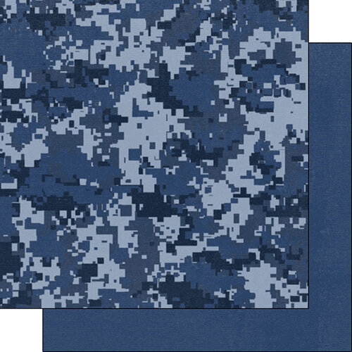 Scrapbook Customs - 12 x 12 Double Sided Paper - Blue Digital Camo