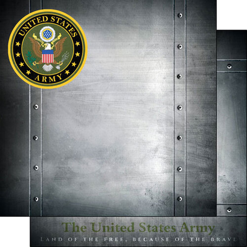 Scrapbook Customs - 12 x 12 Double Sided Paper - Army Emblem