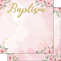 Scrapbook Customs - 12 x 12 Double Sided Paper - Baptism - Pink and Gold