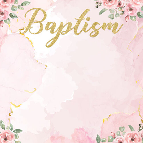 Scrapbook Customs - 12 x 12 Double Sided Paper - Baptism - Pink and Gold