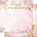 Scrapbook Customs - 12 x 12 Double Sided Paper - First Communion - Pink and Gold