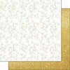 Scrapbook Customs - 12 x 12 Double Sided Paper - Gold Flowers