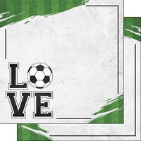 Scrapbook Customs - 12 x 12 Double Sided Paper - Soccer Love